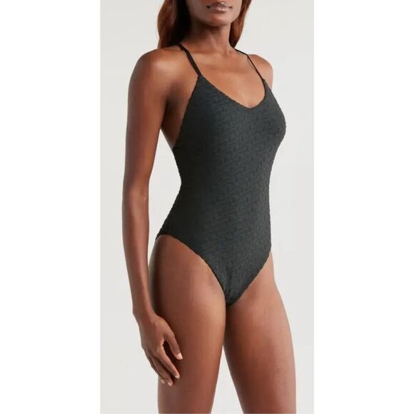 NWT- Nike Terrycloth Embossed Swoosh One-Piece Swimsuit- size Small - Picture 3 of 14